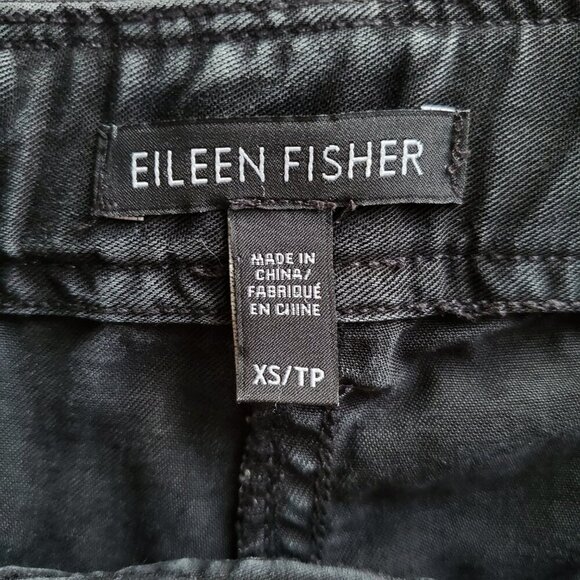 EILEEN FISHER Tencel Twill Tapered Relaxed Ankle Button Cuffed Utility Black XS - Picture 7 of 13